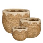Lot de 3 cache - pots en jonc de mer beige h24 Lot de 3 cache - pots en jonc de mer beige h24
