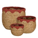 Lot de 3 cache - pots en jonc de mer rouge h24 Lot de 3 cache - pots en jonc de mer rouge h24