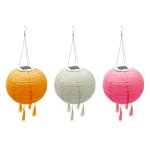 Lot de 3 lampion solaire nylon orange d20cm Lot de 3 lampion solaire nylon orange d20cm