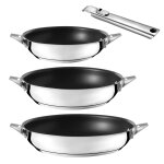 Lot de 3 poêles 20 - 24 - 28cm revêtement céramique et poignée amovible i Lot de 3 poêles 20 - 24 - 28cm revêtement céramique et poignée amovible i