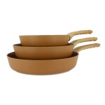 Lot de 3 po�les rev�tement c�ramique noisette - tous feux