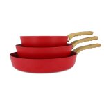 Lot de 3 po�les rev�tement c�ramique rouge - tous feux