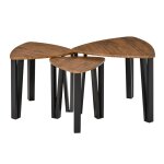 Lot de 3 tables basses gigognes encastrables design aspect noyer Lot de 3 tables basses gigognes encastrables design aspect noyer