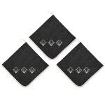 Lot de 3 torchons carrs en ponge coton noir 50x50 cm