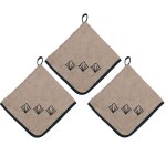 Lot de 3 torchons carrs en ponge coton sable 50x50 cm