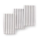 Lot de 3 torchons en coton  rayures noir 45x70 cm