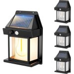 Lot de 4 appliques murales solaires abs noir h17cm