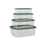 Lot de 4 boîtes de conservation en plastique vert Lot de 4 boîtes de conservation en plastique vert