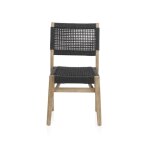 Lot de 4 chaises en acacia avec tressage en corde grise Lot de 4 chaises en acacia avec tressage en corde grise
