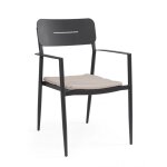 Lot de 4 chaises en aluminium anthracite avec coussin impermable