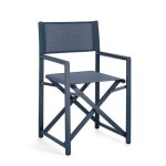 Lot de 4 chaises en aluminium bleu et textilne bleu