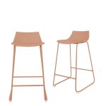Lot de 4 chaises de bar en plastique et m�tal h66cm - terracotta