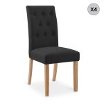 Lot de 4 chaises capitonnes en tissu noir