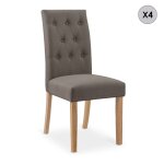 Lot de 4 chaises capitonnées en tissu taupe Lot de 4 chaises capitonnées en tissu taupe