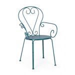 Lot de 4 chaises empilables en acier bleu avec accoudoirs