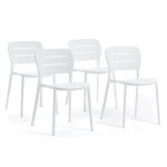 Lot de 4 chaises empilables en polypropylne blanches