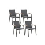 Lot de 4 chaises de jardin empilables en aluminium