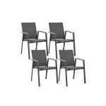 Lot de 4 chaises de jardin empilables en aluminium anthracite Lot de 4 chaises de jardin empilables en aluminium anthracite