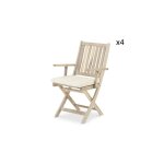 Lot de 4 chaises de jardin pliantes en bois clair avec accoudoirs Lot de 4 chaises de jardin pliantes en bois clair avec accoudoirs