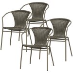 Lot de 4 chaises de jardin en rotin vert Lot de 4 chaises de jardin en rotin vert