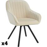 Lot 4 chaises pivotantes à 360° avec accoudoirs velours crèmes Lot 4 chaises pivotantes à 360° avec accoudoirs velours crèmes