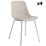 Lot 4 chaises en plastique forme ergonomique dossier haut taupe / gris Lot 4 chaises en plastique forme ergonomique dossier haut taupe / gris