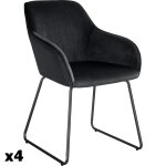 Lot 4 chaises de salle à manger aspect velours rembourré noir Lot 4 chaises de salle à manger aspect velours rembourré noir