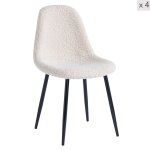 Lot de 4 chaises de salle � manger scandinaves en bouclette blanche