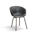 Lot de 4 chaises en simili cuir anthracite et m�tal noir