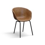 Lot de 4 chaises en simili cuir camel et m�tal noir