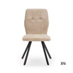 Lot de 4 chaises en tissu et pieds en mtal l47 cm - beige