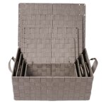 Lot de 4 corbeilles avec sangles et couvercles taupe