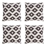 Lot de 4 coussins d'extrieur imprim / noir 43x43cm