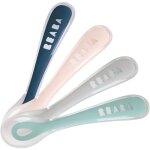 Lot de 4 cuillres en silicone 2e ge bleu rose et vert d'eau