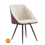 Lot de 4 fauteuils blanc / bordeaux avec pieds en métal noir Lot de 4 fauteuils blanc / bordeaux avec pieds en métal noir