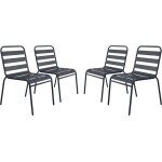 Lot de 4 fauteuils de jardin métal gris 59 x 55 x 84 cm Lot de 4 fauteuils de jardin métal gris 59 x 55 x 84 cm