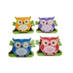 Lot de 4 pinces magntiques hibou en bois multicolores 7, 5x5, 5x2 cm