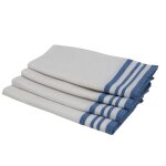 Lot de 4 serviettes de table coton blanc & bleu grec 45x45