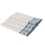 Lot de 4 serviettes de table coton blanc & bleu p�trole 45x45