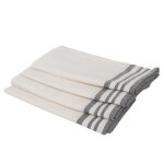 Lot de 4 serviettes de table coton blanc & gris moyen 45x45 Lot de 4 serviettes de table coton blanc & gris moyen 45x45