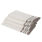 Lot de 4 serviettes de table coton blanc & taupe 45x45 Lot de 4 serviettes de table coton blanc & taupe 45x45