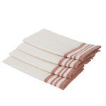 Lot de 4 serviettes de table coton blanc & tomette 45x45 Lot de 4 serviettes de table coton blanc & tomette 45x45