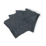 Lot de 4 serviettes de table gaze de coton bleu orage 40x40