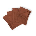 Lot de 4 serviettes de table gaze de coton rouge toscane 40x40