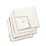 Lot de 4 serviettes de table lin lavé blanc & or 45x45 Lot de 4 serviettes de table lin lavé blanc & or 45x45