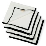 Lot de 4 serviettes de table toile de coton blanc & noir 45x45 Lot de 4 serviettes de table toile de coton blanc & noir 45x45