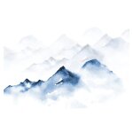 Lot de 4 - set de table en vinyle bleu motif montagne 30x50 cm