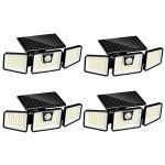 Lot de 4 spots solaires avec détecteur plastique noir 800lm Lot de 4 spots solaires avec détecteur plastique noir 800lm