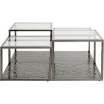 Lot de 4 tables basses en verre texturé et acier Lot de 4 tables basses en verre texturé et acier