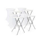 Lot de 4 tables de r�ception pliantes acier avec housse blanc